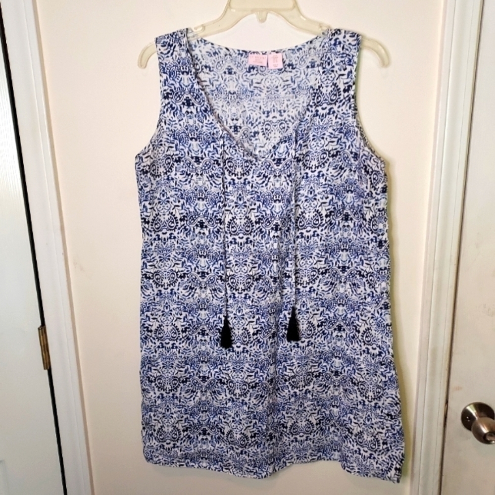 St. Tropez 100% linen Print Tunic Dress